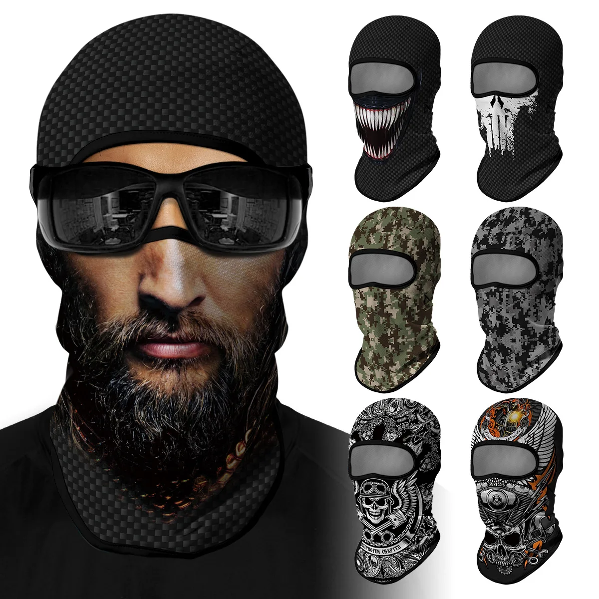 Aquaman Camouflage Venom Ice Silk Headgear Men's Windproof Motorcycle Sunscreen Full Face 3D Mask Riding Neck Covering Scarf