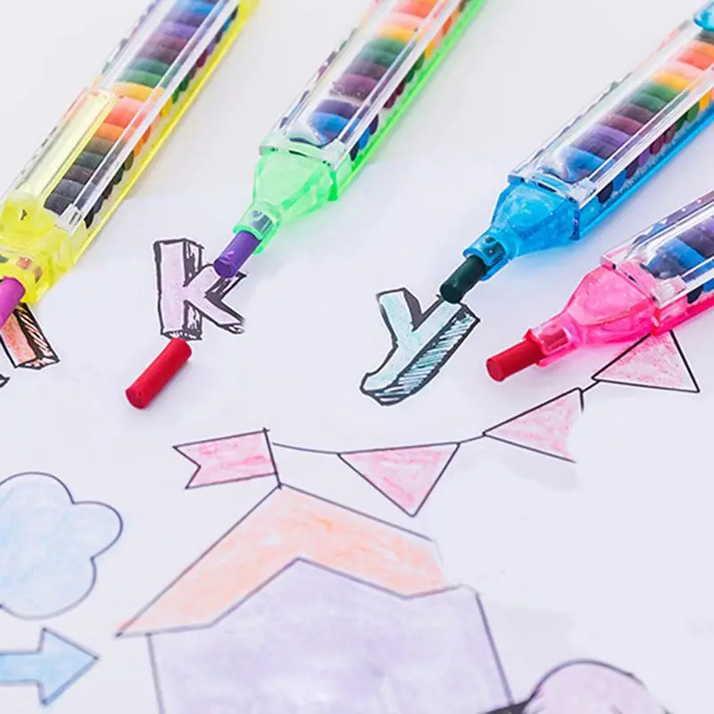 

2 Pcs Paint Drawing Crayon Pen 20 Colors Kids DIY Graffiti Pencil Children Art Supplies Painting Tool Educational Toy K3KE