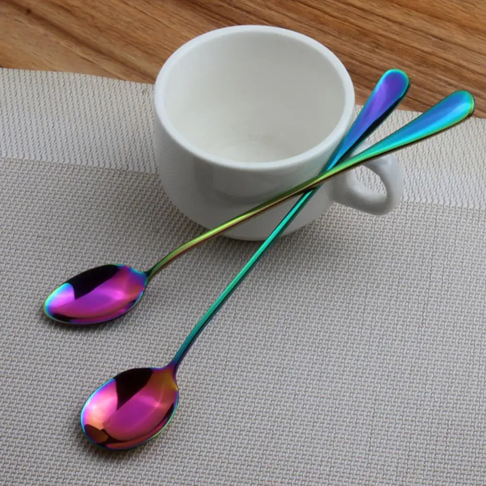 

Stainless Steel Long Handle Coffee Honey Ice Soup Stir Spoon Kitchen Tableware 2020