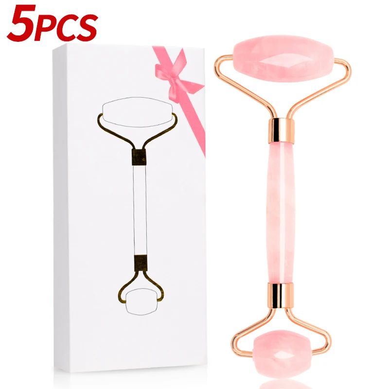 Массажер для лица из нефрита gua sha розовый КВАРЦЕВЫЙ ролик похудения лифтинг