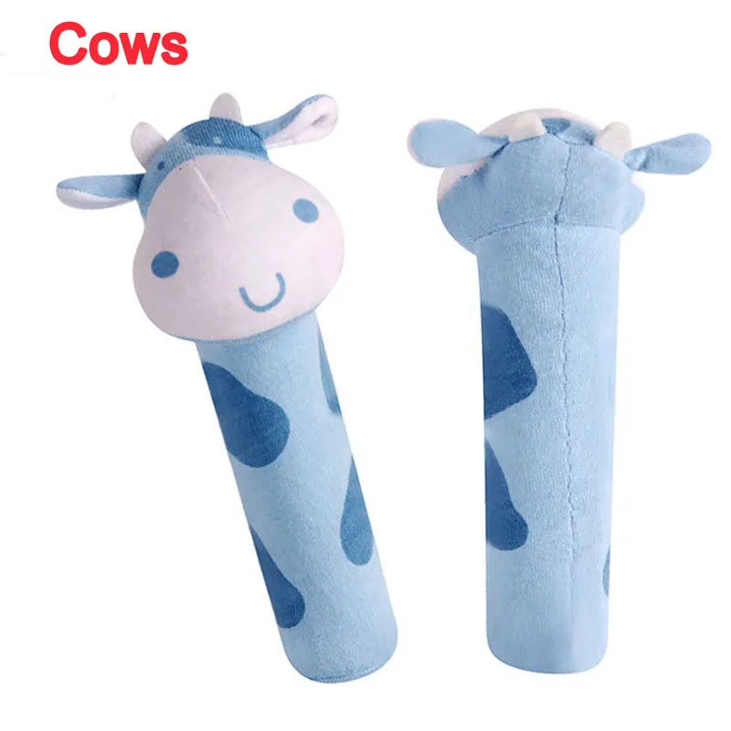 Baby Plush Rattle 15.5cm infant Mobile Bibi bar Toy stick Soft Cat tiger Doll Baby Crib Animal Squeaker Toy Hand Puppet
