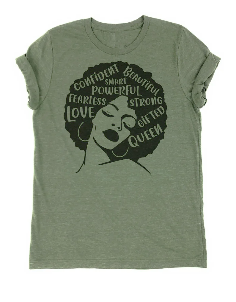 

100% Cotton T Shirt Beautiful Powerful Queen Letter Print Women Short Sleeve O Neck Loose Tshirt Summer Causal Tee Shirt Tops