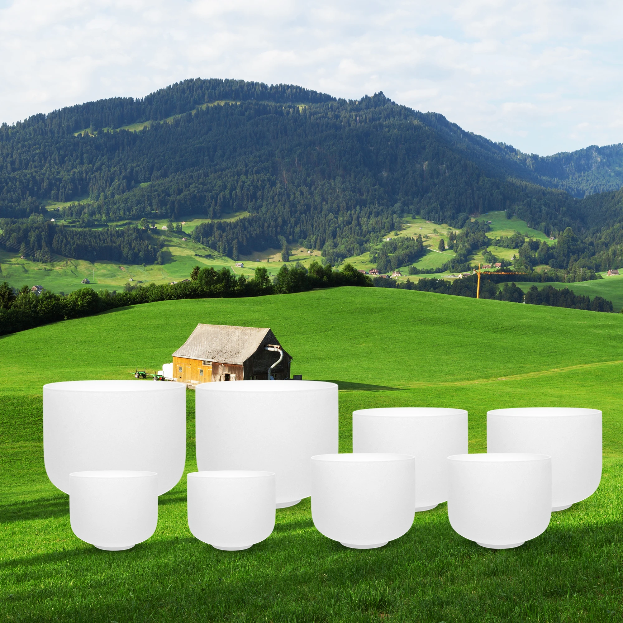 Набор чакр из 8 предметов 6-12 дюймов матовый кварц |