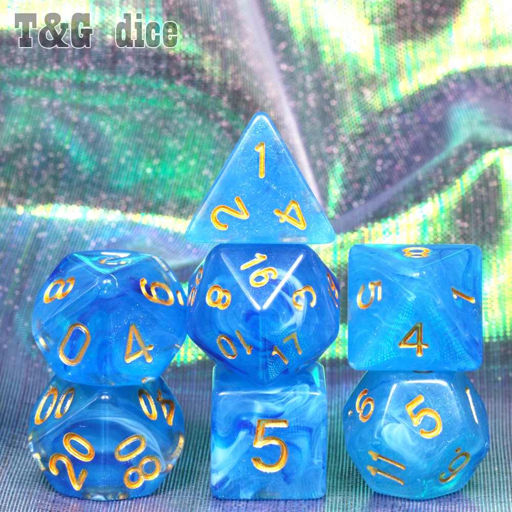 Набор игральных костей DnD для игры в ролевые 7 нежных игр D4 D6 D8 D10 D12 D20 Подарочная
