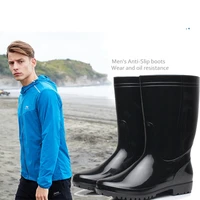 pvc mens rain boots non slip wear resistant mid calf leisure rubber boots fishing rain shoes mens rain boots