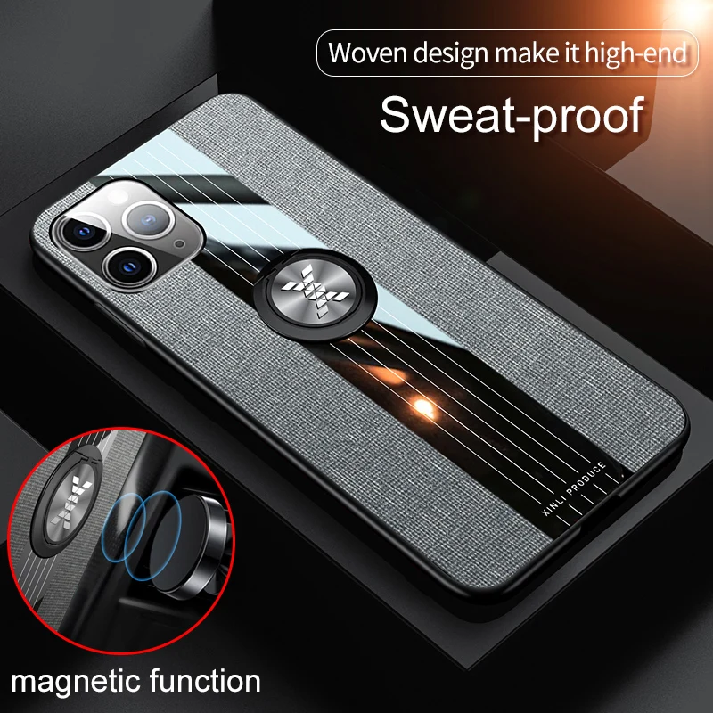 

Cloth Texture Case For iPhone 11Pro Max Car Bracket Phone Case iPhone SE 2020 X Xs XR Magnetic Function Cover iPhone 7 8 6S Plus