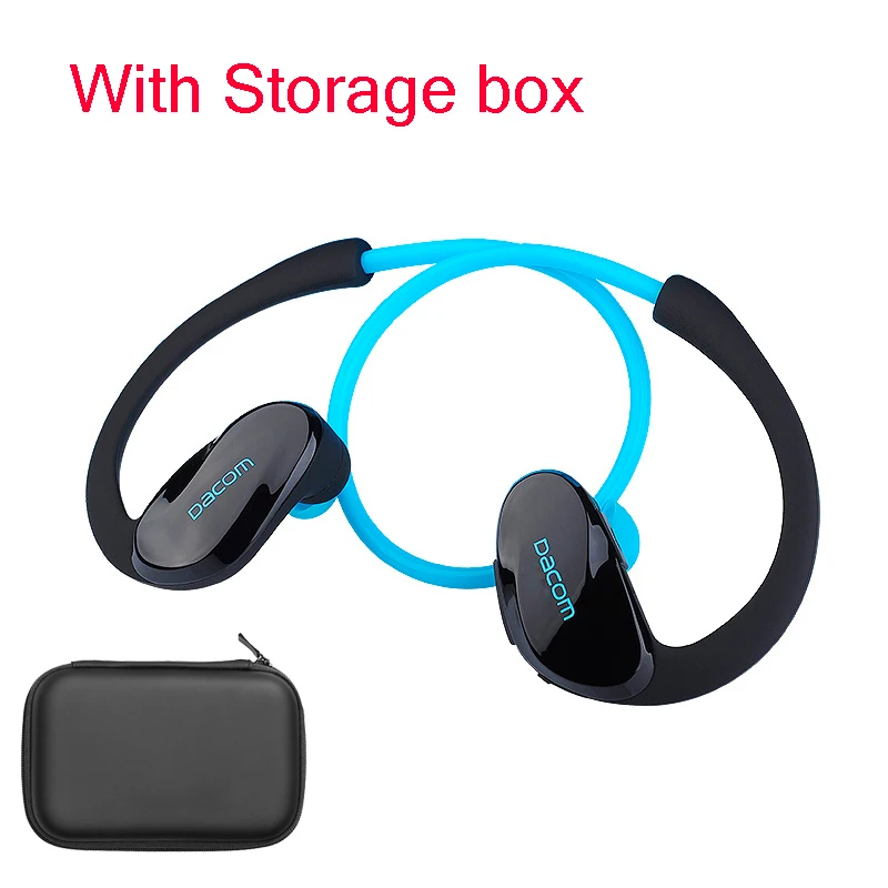 Blue with Storage Dacom Athlete Bluetooth 5,0 гарнитура беспроводные наушники спортивные стерео наушники с микрофоном - Цвет: Blue with Storage