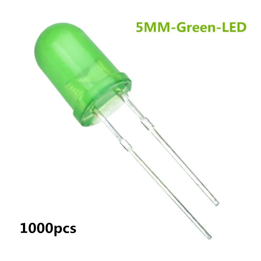 1000pcs Round 5mm LED Diode 5 mm Assorted Kit White Green Red Blue Yellow DIY Light Emitting F5 | Электронные компоненты и