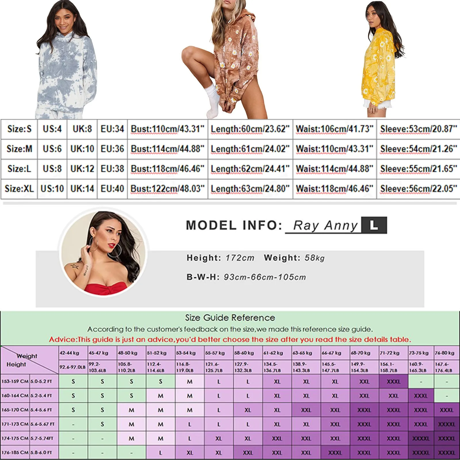 

Fashion Daisy Tie-dye Graffiti Hoodie Loose Long Sleeve Soft Cotton Streetwear Style Women Sweatshirts 2021 Brand New Hoodies