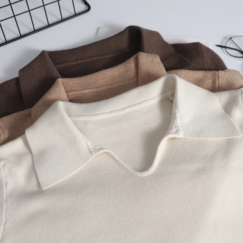 GIGOGOU Turn Down Collar Women's Sweater Autumn Winter Thick Warm Pullovers Top Long Sleeve Female Jumper Knitted Mujer Jersey | Женская