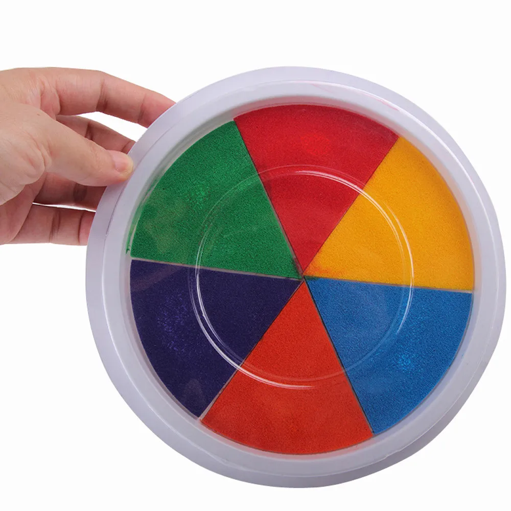 

Kids children Educational Toys 6 Colors DIY Ink Pad Stamp Finger Painting Craft Cardmaking Large Round For Kids gifts new 2020