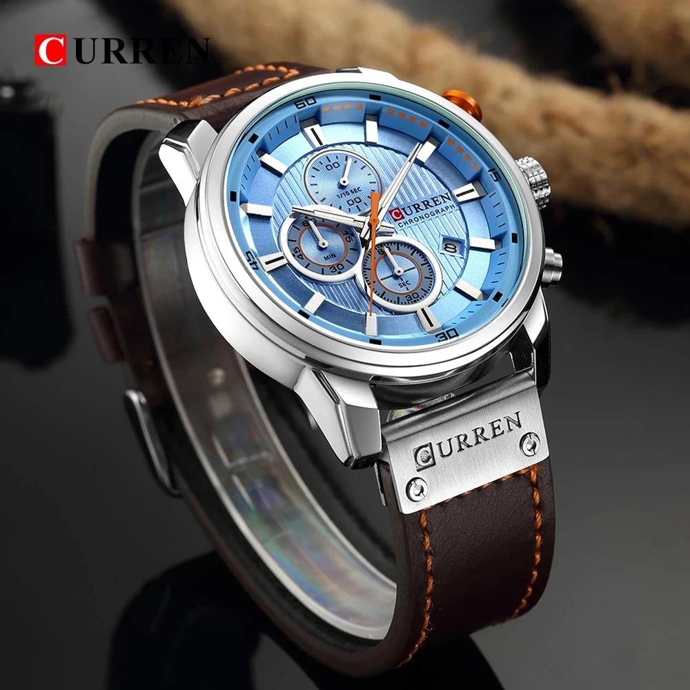 

CURREN New Blue Date Quartz Men Watches Top Brand Luxury Male Clock Chronograph Sport Mens Wrist Watch Relogio Masculino For men