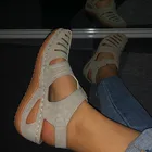 Женские кожаные туфли с пряжкой, повседневные, шитые, женские, на платформе, в стиле ретро, Plus2020, лето старинные сандалии