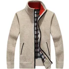 Мужской вязаный свитер, флисовый Кардиган с длинным рукавом, цвет белый, повседневная одежда на осень и зиму, размера плюс