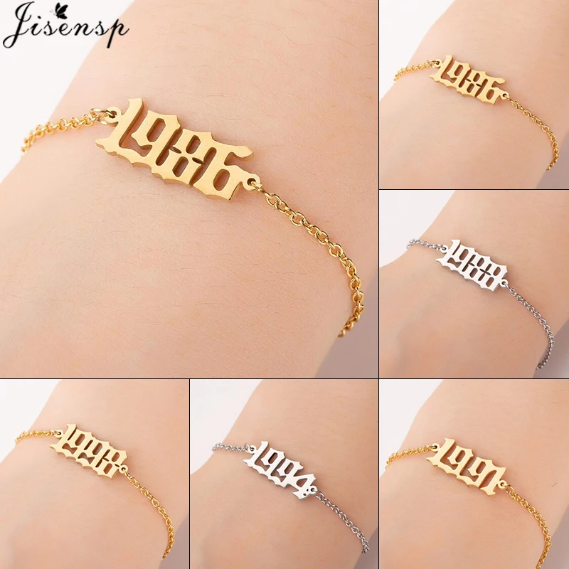 Jisensp персонализированный браслет с подвесками в виде цифр года женский из