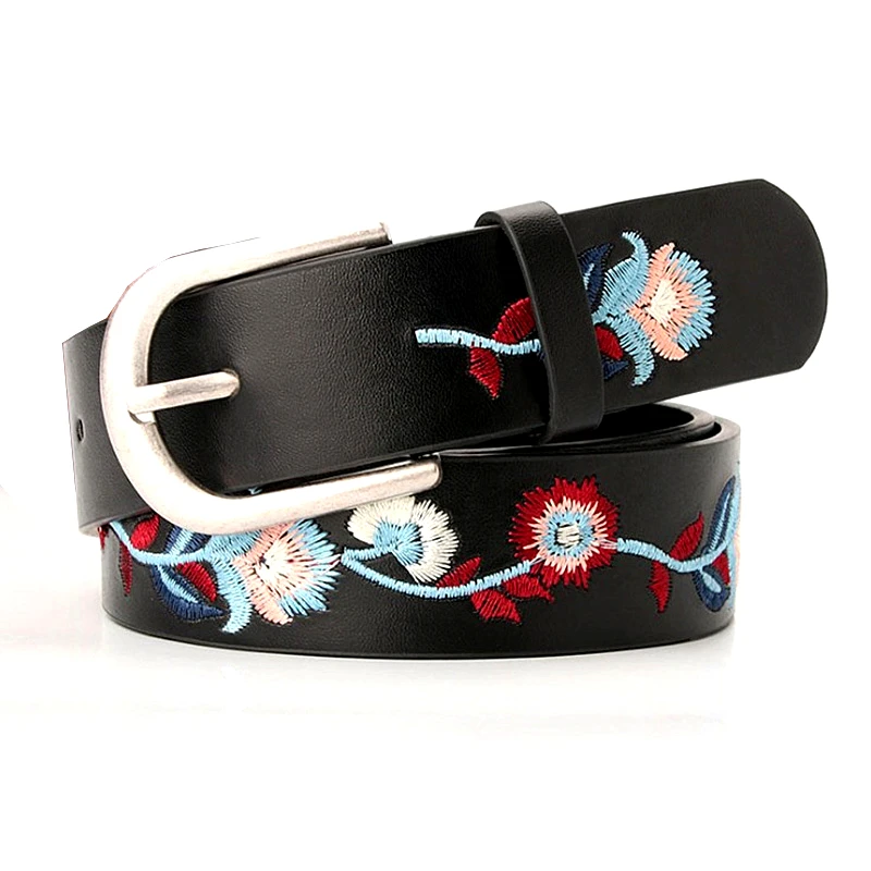 

2021 Chinese Style Classical Embroidery Crafts Belts for women Designer High Quality Pin Buckle Leather Belts