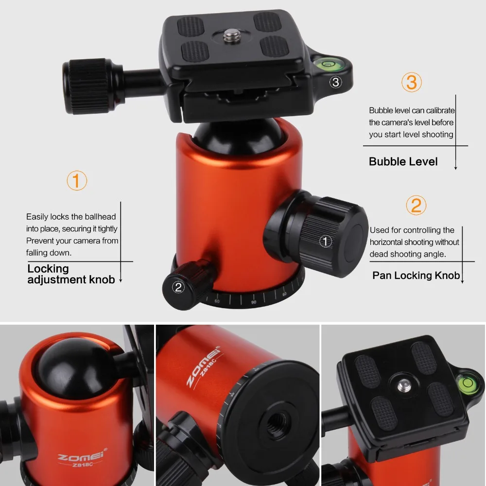 ZOMEI Z888C Профессиональный Портативный волоконный сплав компактный DSLR камера