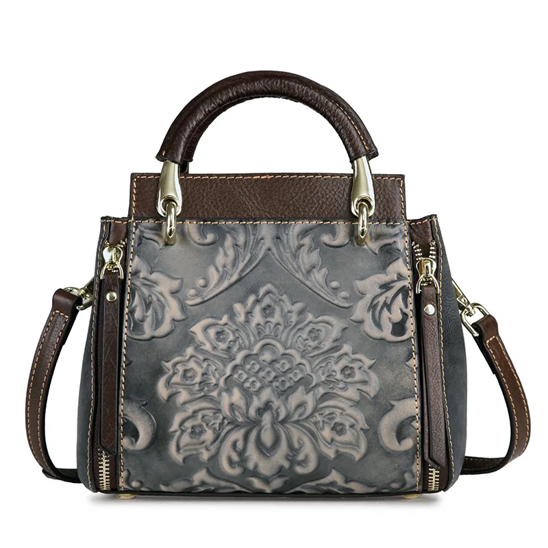 Женская сумка тоут на плечо из натуральной тисненой кожи маленькая многослойная