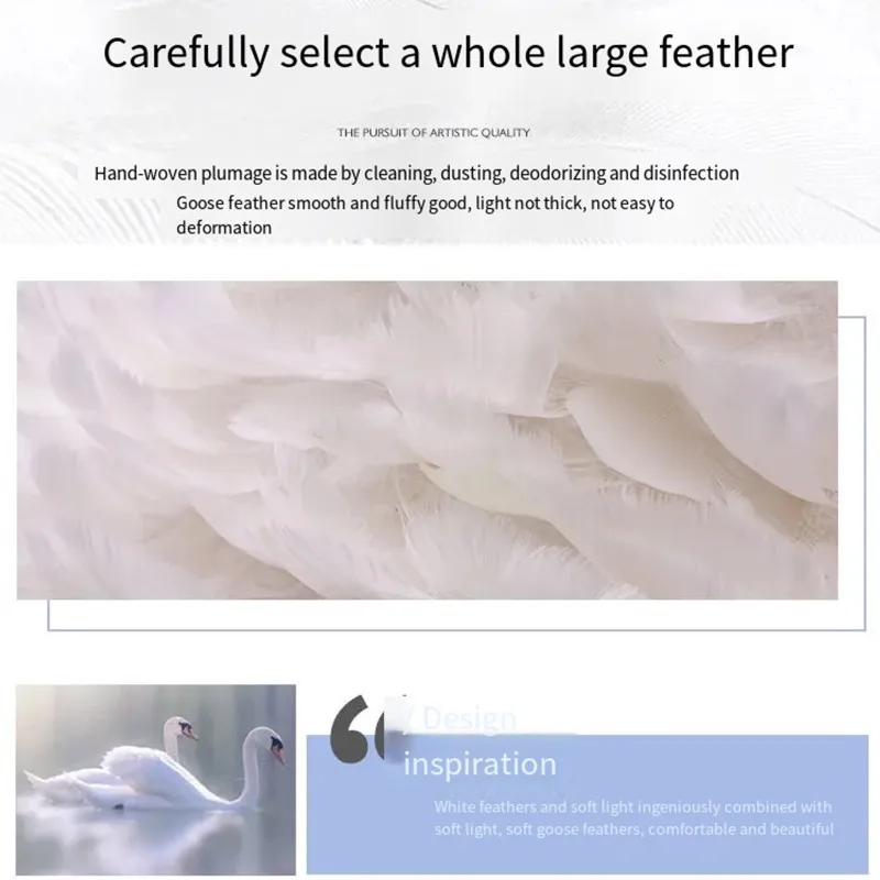 Nordic Modern Natural Swan Feather Droplights E27 светодиодный спальня гостиная детская комната