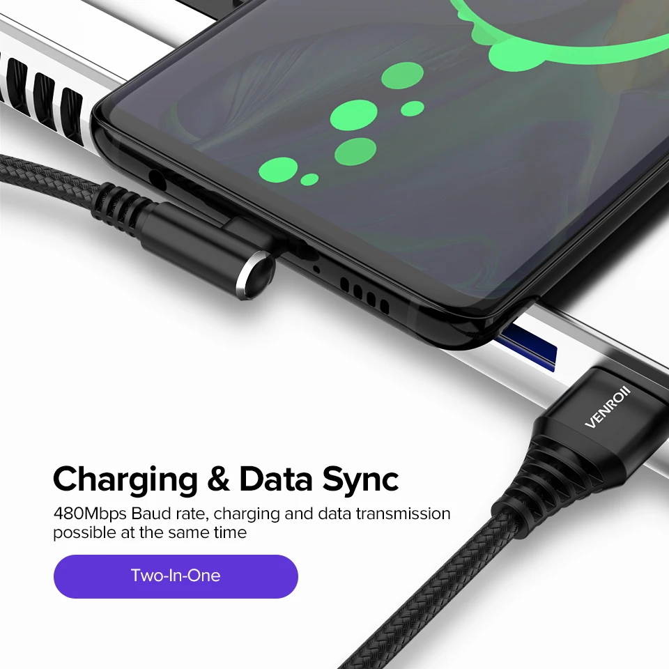 Кабель Venroii USB Type C для Samsung Galaxy S10 S9 S8 Plus кабель быстрой зарядки телефонов Xiaomi Mi 8 9