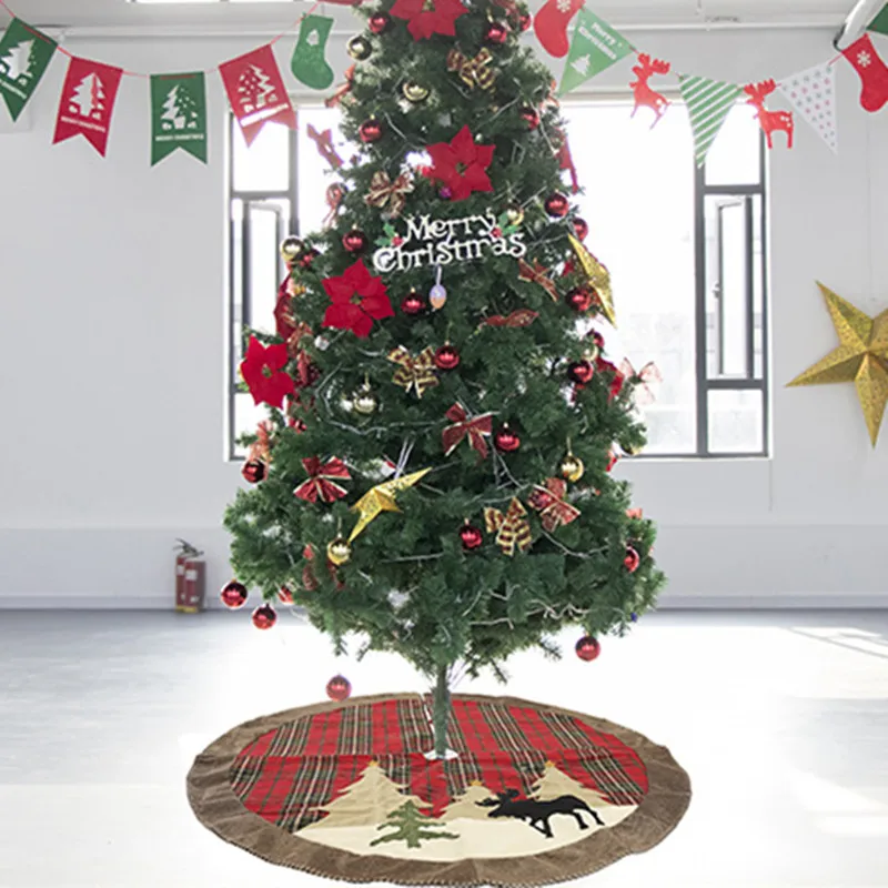 Navidad 2020 юбка на рождественскую елку клетчатый ковер рождественские украшения для