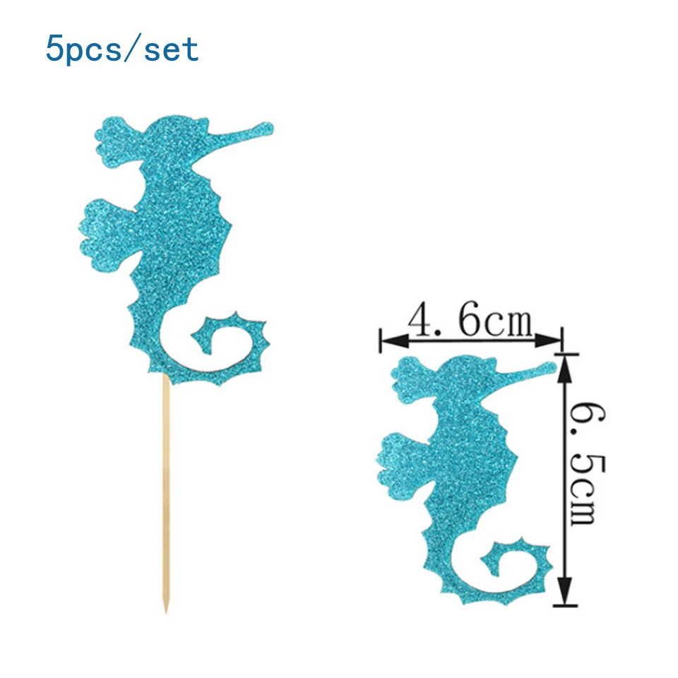 Seahorse-5pcs 8 шт./компл. Акула одноразовая посуда с графикой из мультиков морская животных бумажные тарелки и стаканы для дня рождения/Baby Shower украшения детский праздничный костюм поставки - Цвет: Seahorse-5pcs