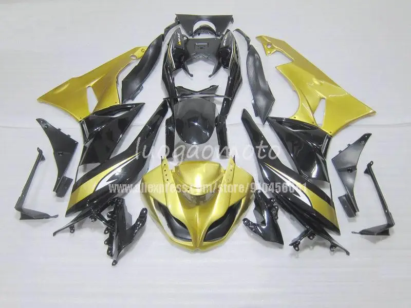 

Обтекатель комплекты ниндзя Zx-6r 09, 10, 11, 12, кузов наборы для золотистый и черный Kawasaki Zx6r 2011 Обтекатели обвесы Zx-6r 2010 2009-2012