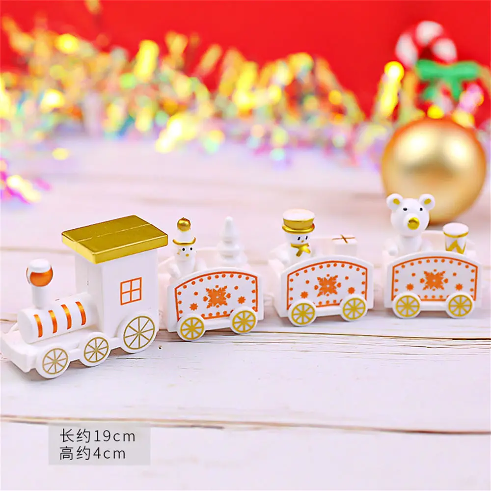 

Table Merry Toys Gifts Xmas For Knots New Year Navidad Kids Santa Claus Painted Train Wooden Christmas Happy with Decorations