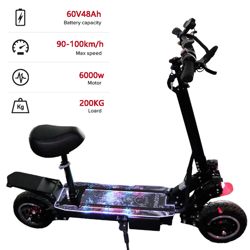 Verkauf ZAPCOOL T108-11s 5600W 11 Inch 60V 48AH Erwachsene Faltbare Off-road Elektro Roller Patinete E-roller Schritt Mobilität Roller