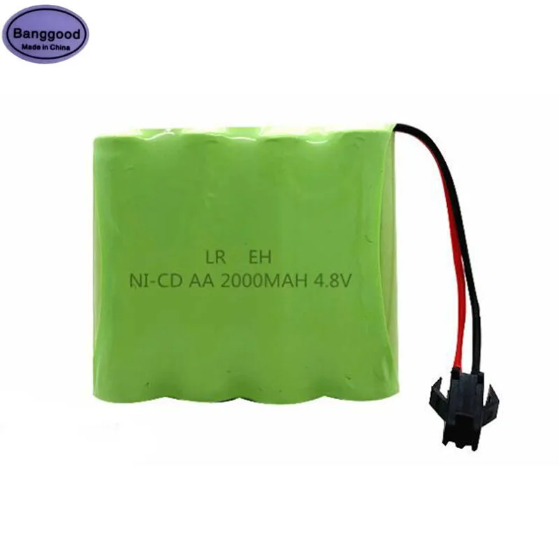 

High Capacity 4.8V 2000mAh 4x AA NI-CD NiCD RC Rechargeable Battery Pack for Helicopter Robot Car Toys with SM Connect Plug