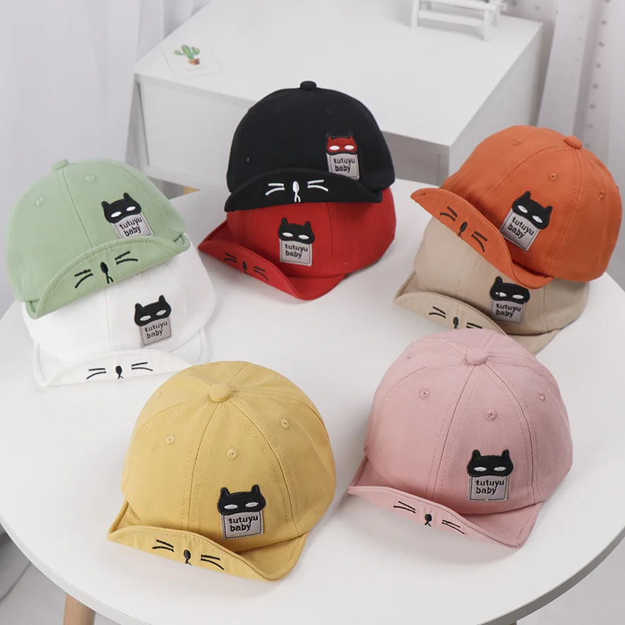 Children's boy and girl hats 2020 spring new cartoon cat soft along cap baby hat sunscreen baseball caps kids snapback | Детская