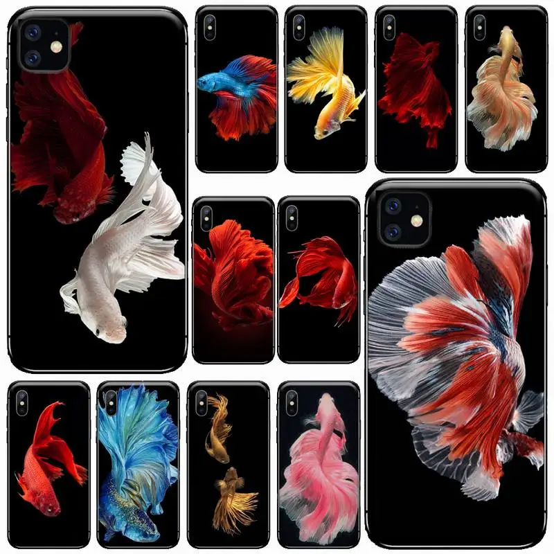 

Colored pretty little fish Phone Cases For iphone 7 8 12 11 X XR XS pro Max Mini plus Soft silicone cover shell funda