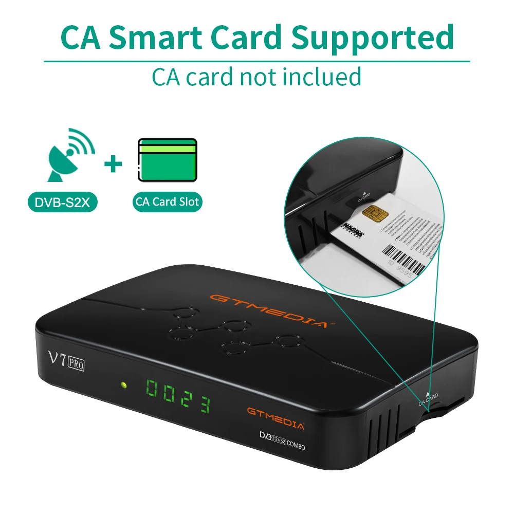 GTMEDIA V7 Pro TV Box Satellite Receiver Combo DVB-S/S2/S2X+T/T2 Decoder Support CA Card Europe T2MI PK Freesat Plus | Электроника