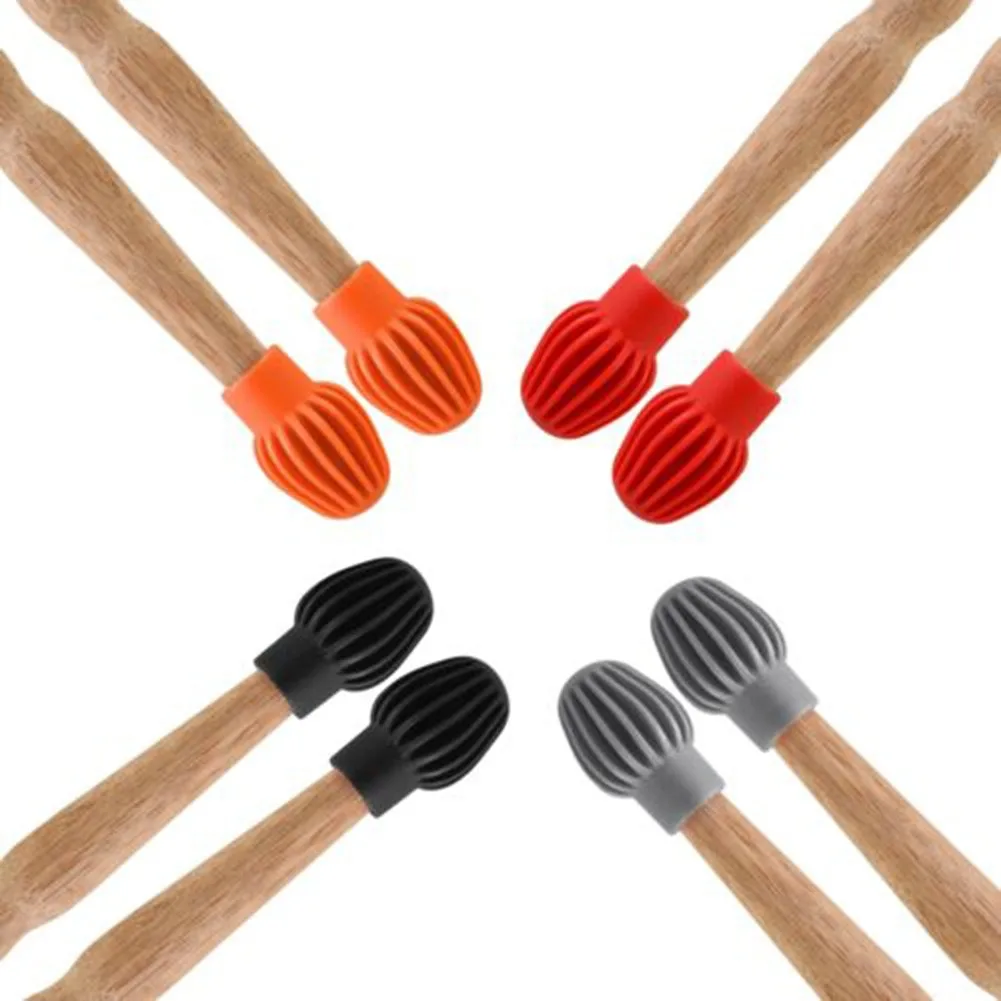

4Pcs Drum Stick Practice Tip Silicone Drum Mute Damper Drumstick For Beginner Practicing Tips Percussion Instruments Accessories