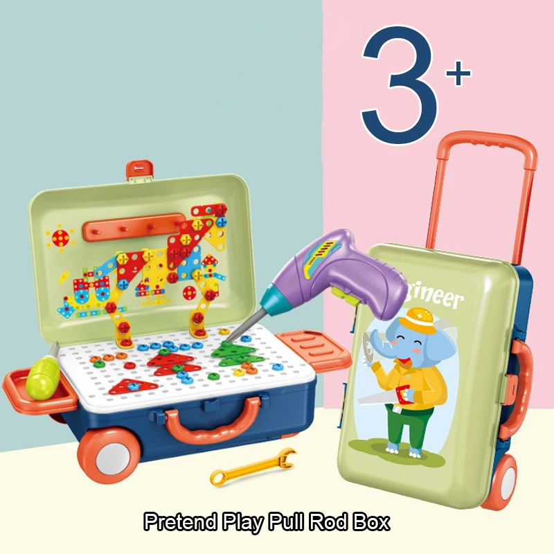 Juego de tornillos de perforaci&oacute;n el&eacute;ctrica para ni&ntilde;os, 207 piezas, rompecabezas de mosaico 3D, juguetes de bloques de construcci&oacute;n, juguetes educativos DIY para desmontar-0