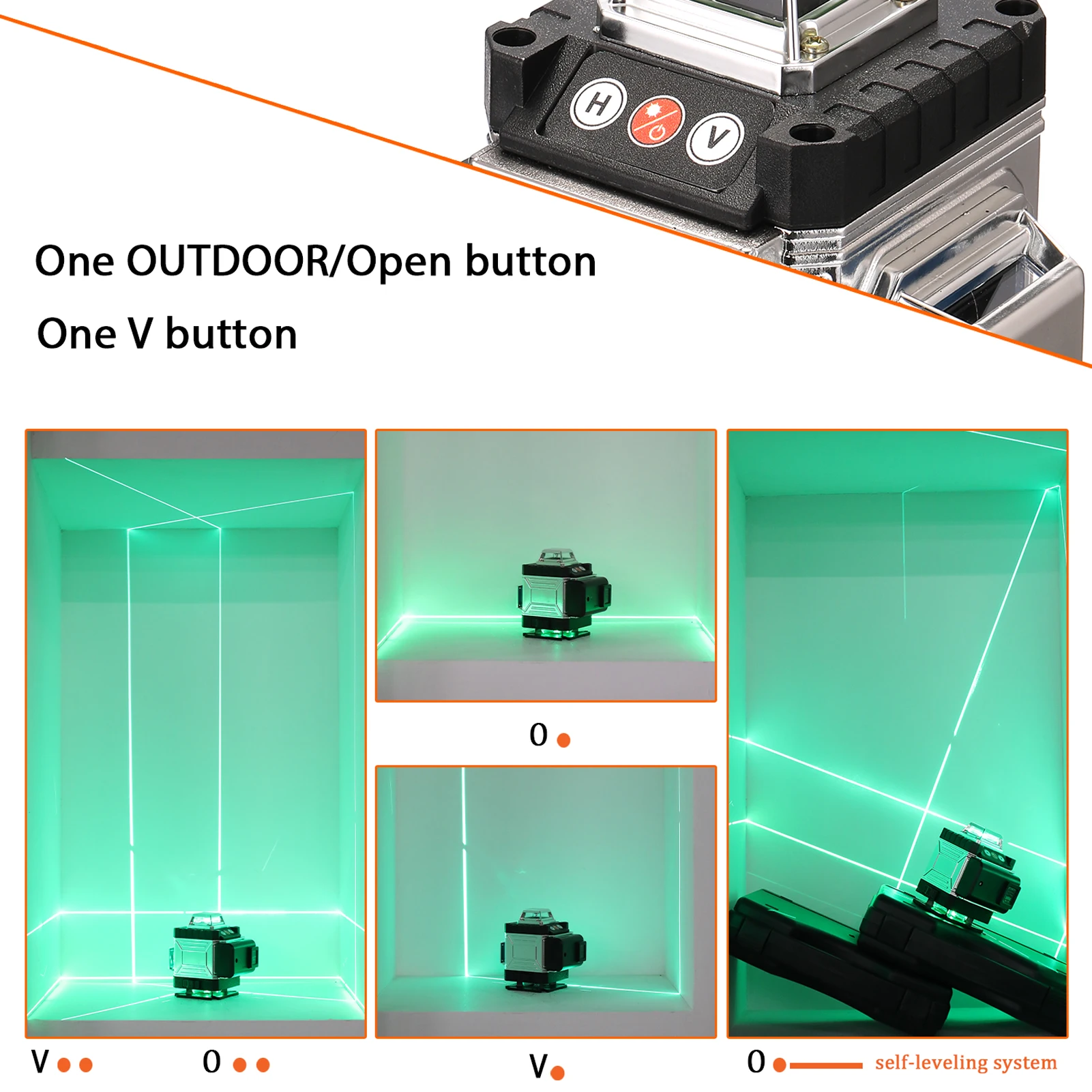 

16 Lines Green Laser Level 4D Self-leveling Laser Level 360 Laser Leveling Device Omnidirectional Vertical & Horizontal Line