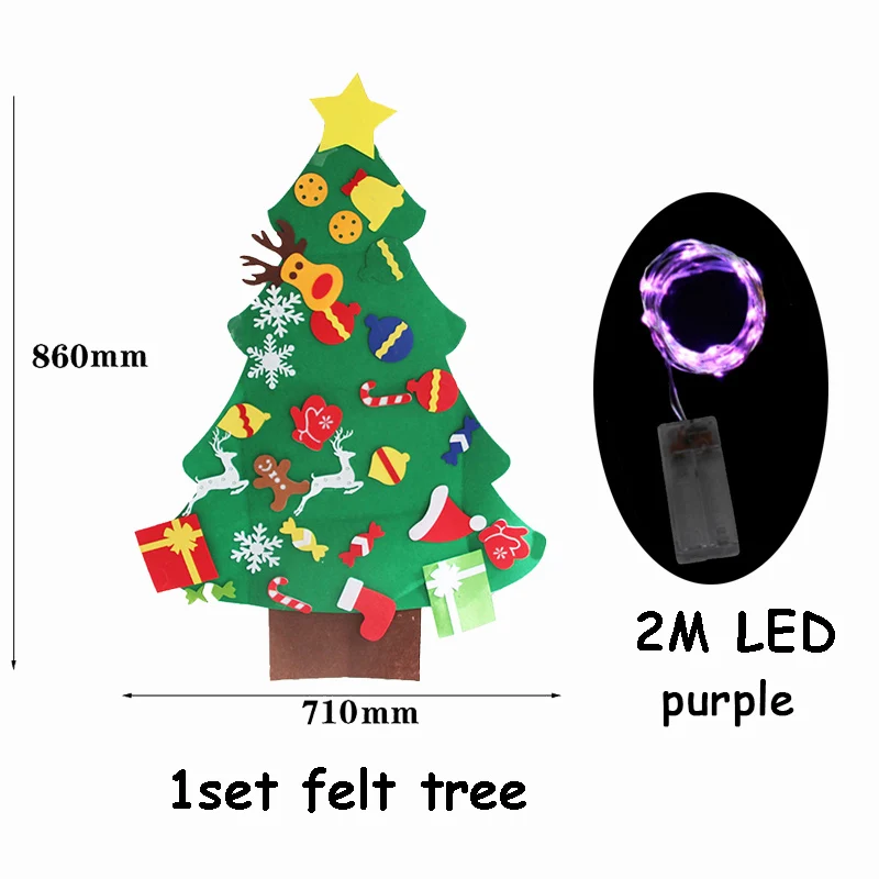 Christmas Tree 13 1 Набор 3D войлочная Рождественская елка с 2 м светодиодный светильник Рождественский подарок на год Navidad Natal для детей рождественские украшения для дома - Цвет: Christmas Tree 13