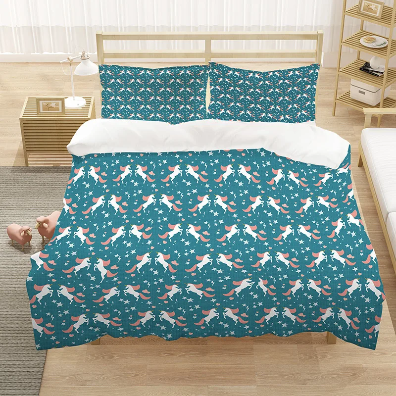 Домашний текстиль детское постельное белье с милым радужным единорогом и