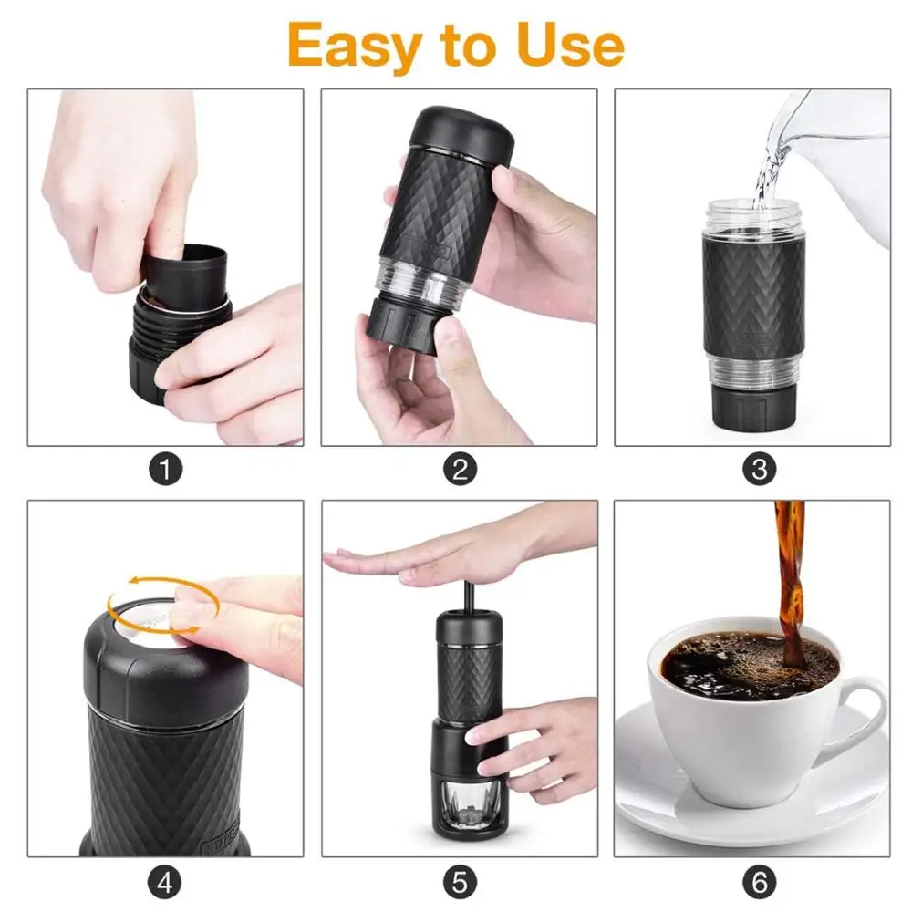 STARESSO SP-200 multi function Italian Concentrate Coffee machine Manual Capsule/coffee powder Portable outdoor coffee pot |