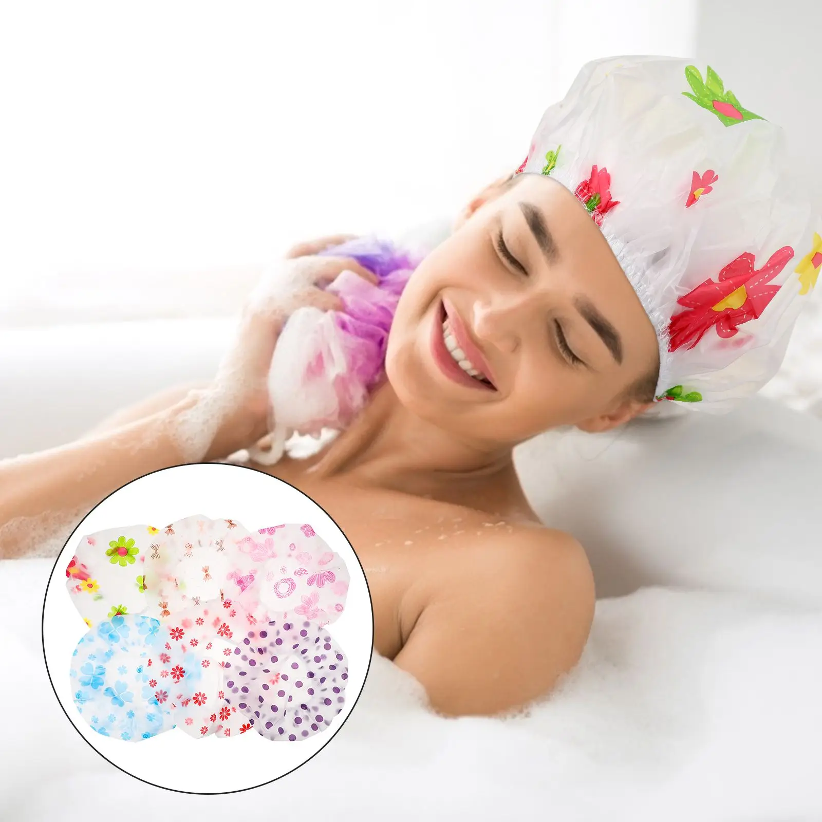 

12pcs Waterproof Girl Bath Cap Colorful Waterproof Girl Shower Hat Shower Cap for Home Use