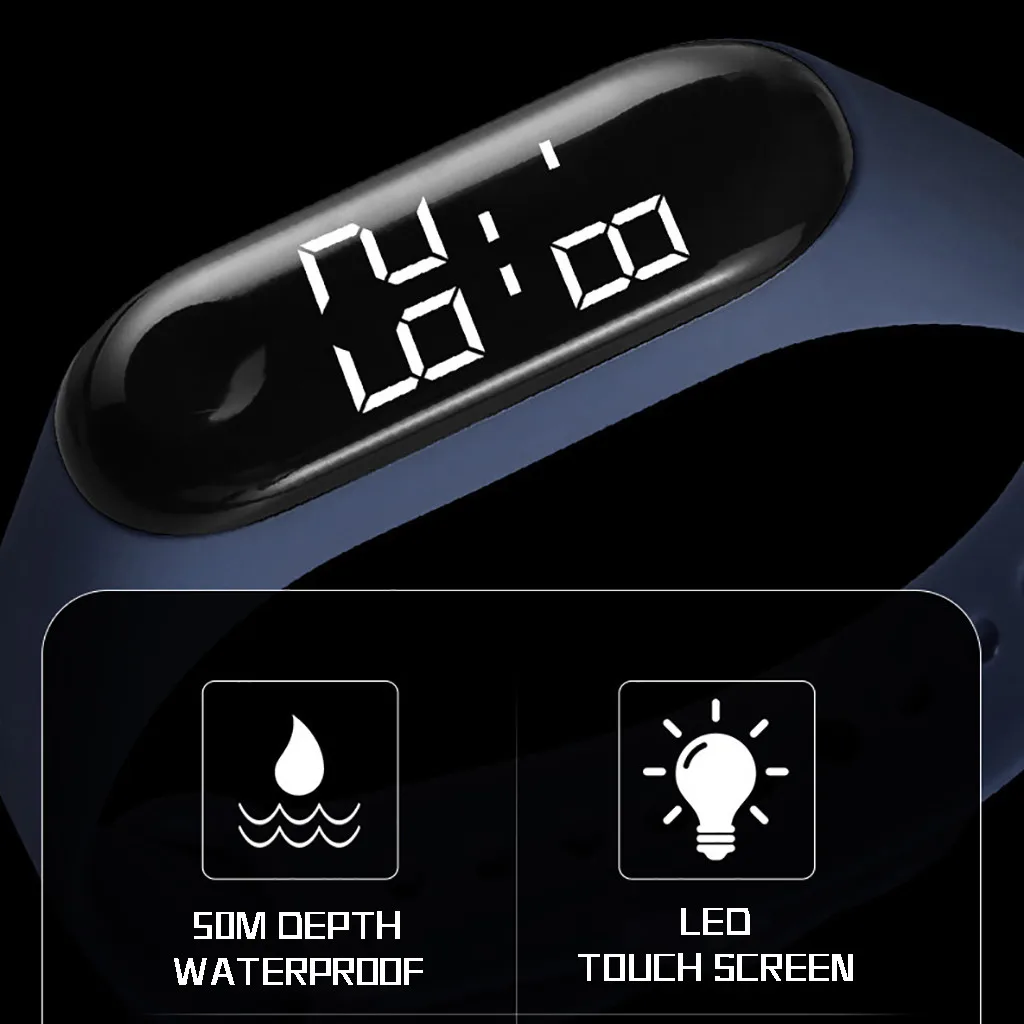 Часы светодиодные электронные с датчиком освещения модные спортивные ведром для