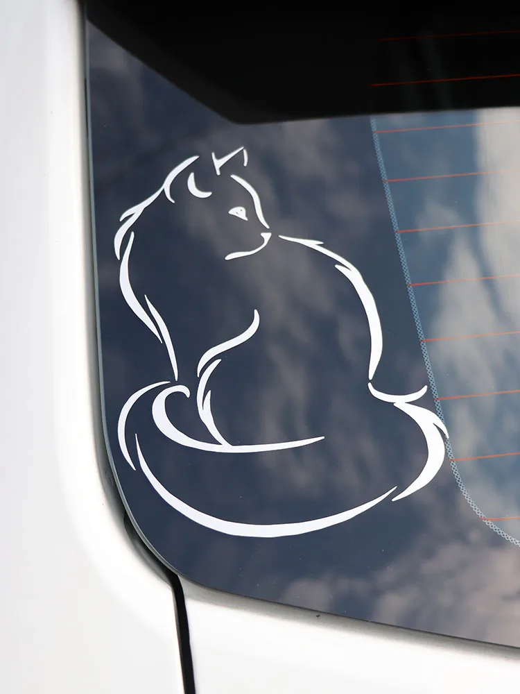

ZTTZDY 13.8*19.2CM Sitting cat Car Sticker Lovely Vinyl Decal Black/Silver ZJ4-0132