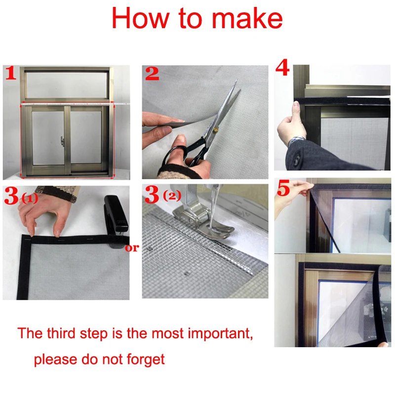 

DIY klamboe venster netto Anti insect mosquito fly gordijn venster scherm Onzichtbare glasvezel mesh voor venster kan worden cu