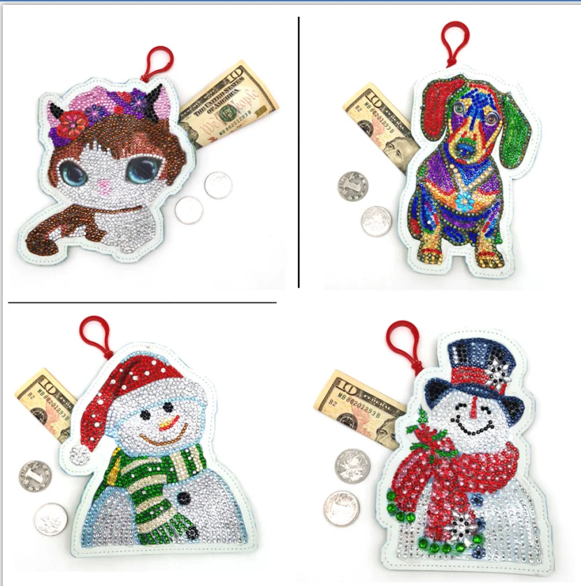 DIY полностью сверлильный милый кошелек с собакой сумка брелок подвески вышивка