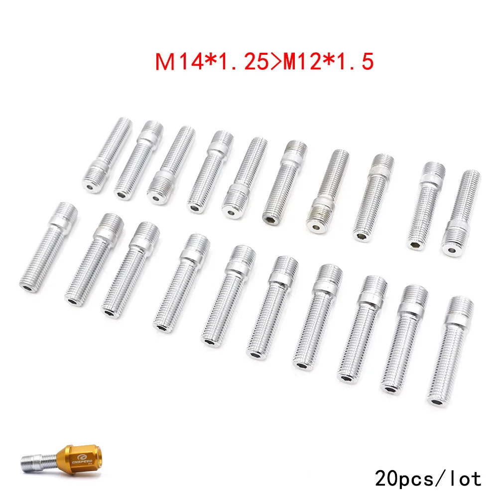 Cnspeed 20 шт M14* 1,25 до M12* 1,5 колеса шпильки преобразования высокие Луг болты шпильки 58 мм Yc101108