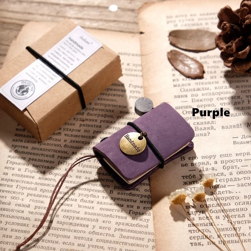 

Винтажный мини-блокнот из воловьей кожи