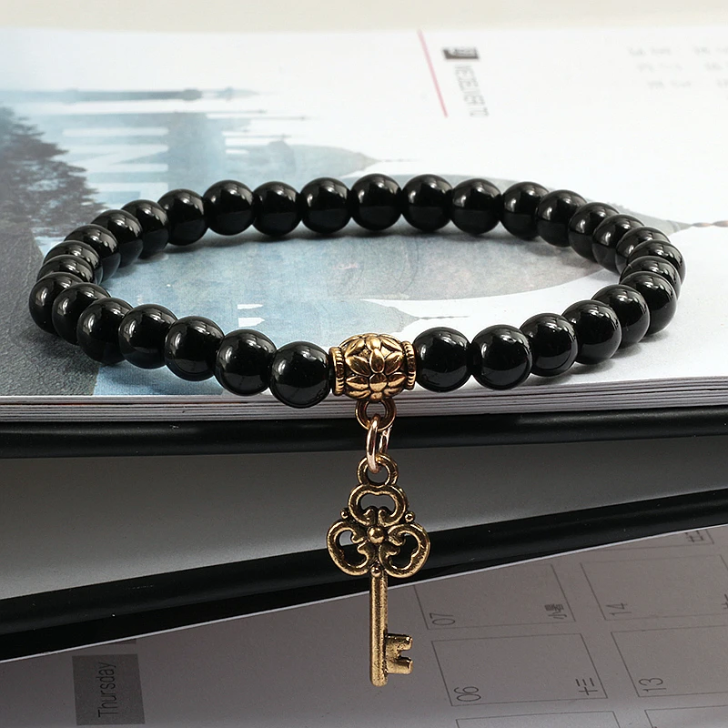 Брелок для ключей браслет на дистанцию из натурального камня бисера йоги