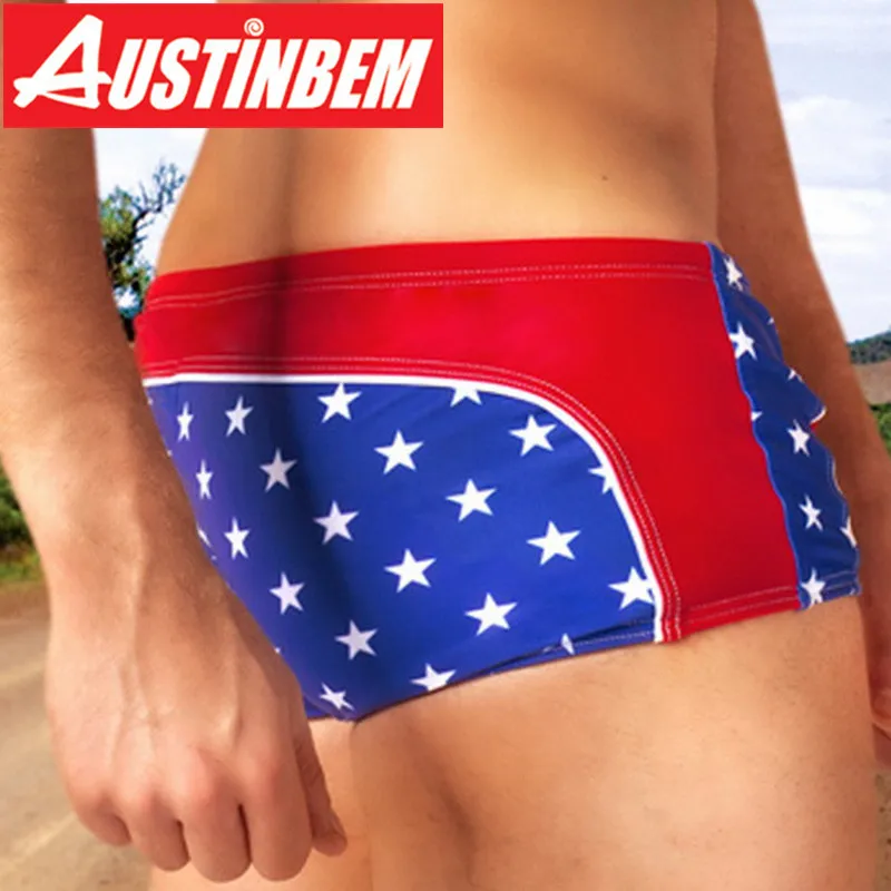 Austinbem Мужская одежда для плавания, новинка, сексуальный костюм для плавания с принтом звезды, Популярные пляжные шорты для плавания, мужские плавки, пляжная одежда Sunga, короткие шорты