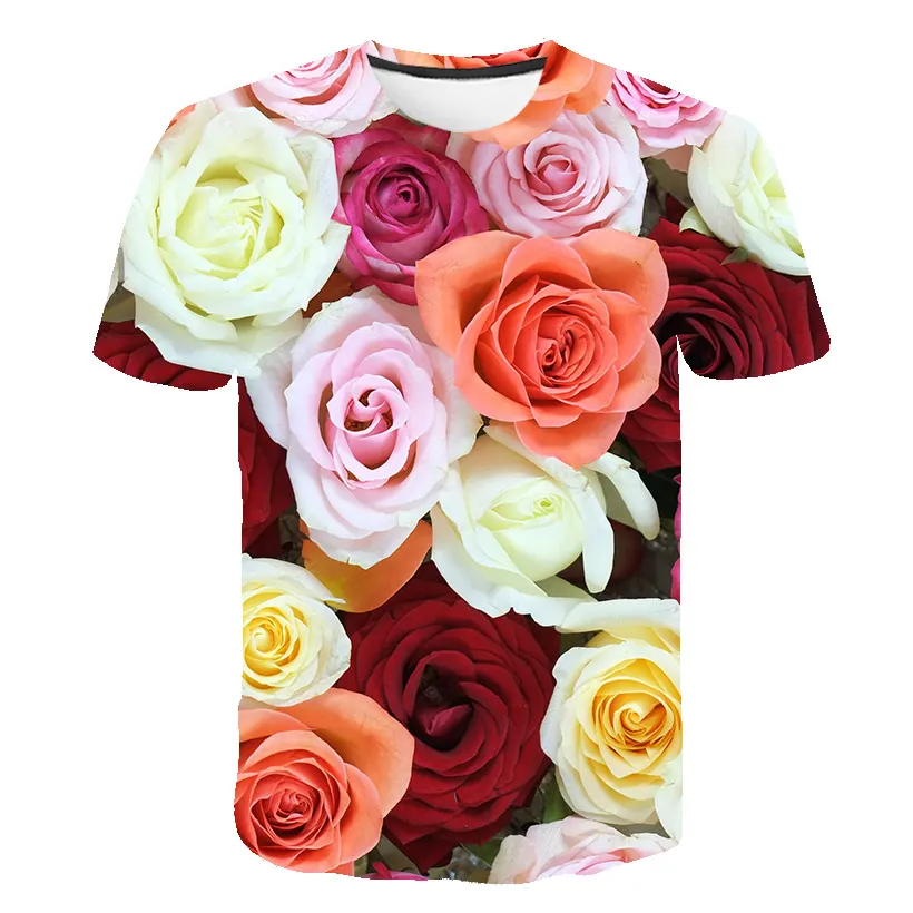 

Fashion Men's T-Shirt 3D Floral Print T-ShirtT-Shirt Short Sleeve O-Neck Flower Pattern Top 2021 Summer New Harajuku Loose 6XL