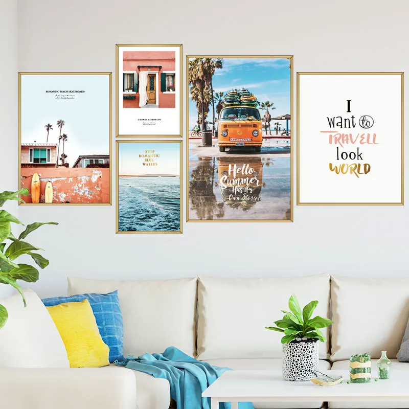 Дорожные фото наклейки на стену в раме для гостиной спальни детские комнаты